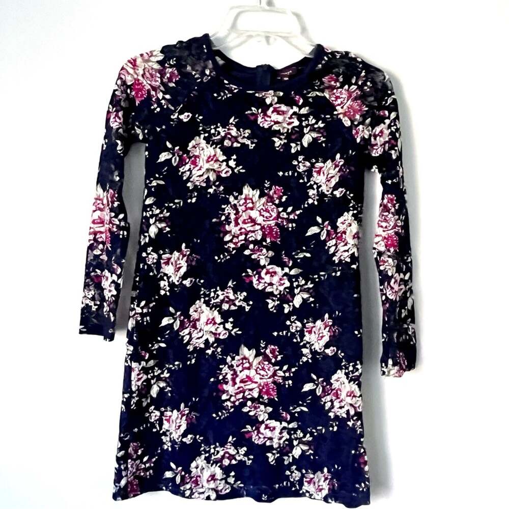 Imoga girls navy floral embroidered tulle dress size 10